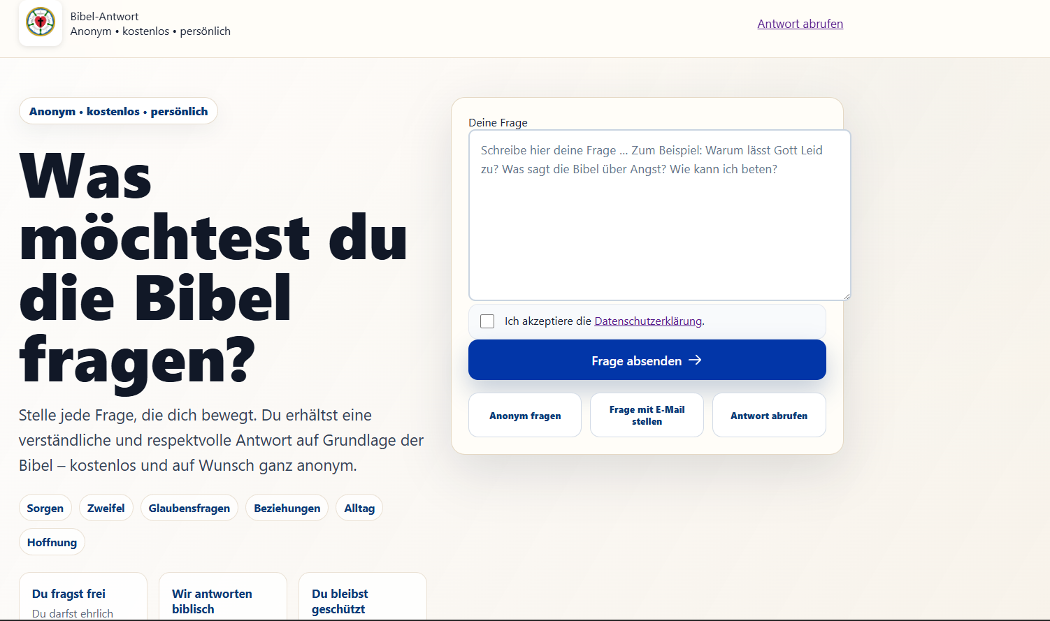 Bibel-Antwort – persönliche Fragen zur Bibel stellen